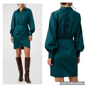 29. TRINA TURK $358 Kaye Draped Cotton Shirtdress in dark green